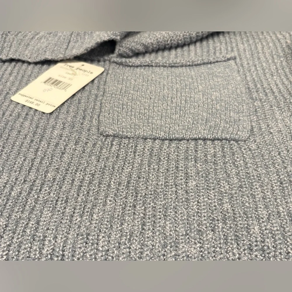 NEW FREE PEOPLE - Oversized Ribbed Mock Neck Spring/Summer Sweater Top - Picture 5 of 7